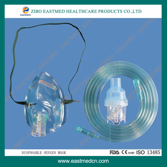 Disposable Medical Nebulizer Surgical Hospital PVC CE FDA Tube Face Oxygen Mask for Infant Children and Adults Approved CPR